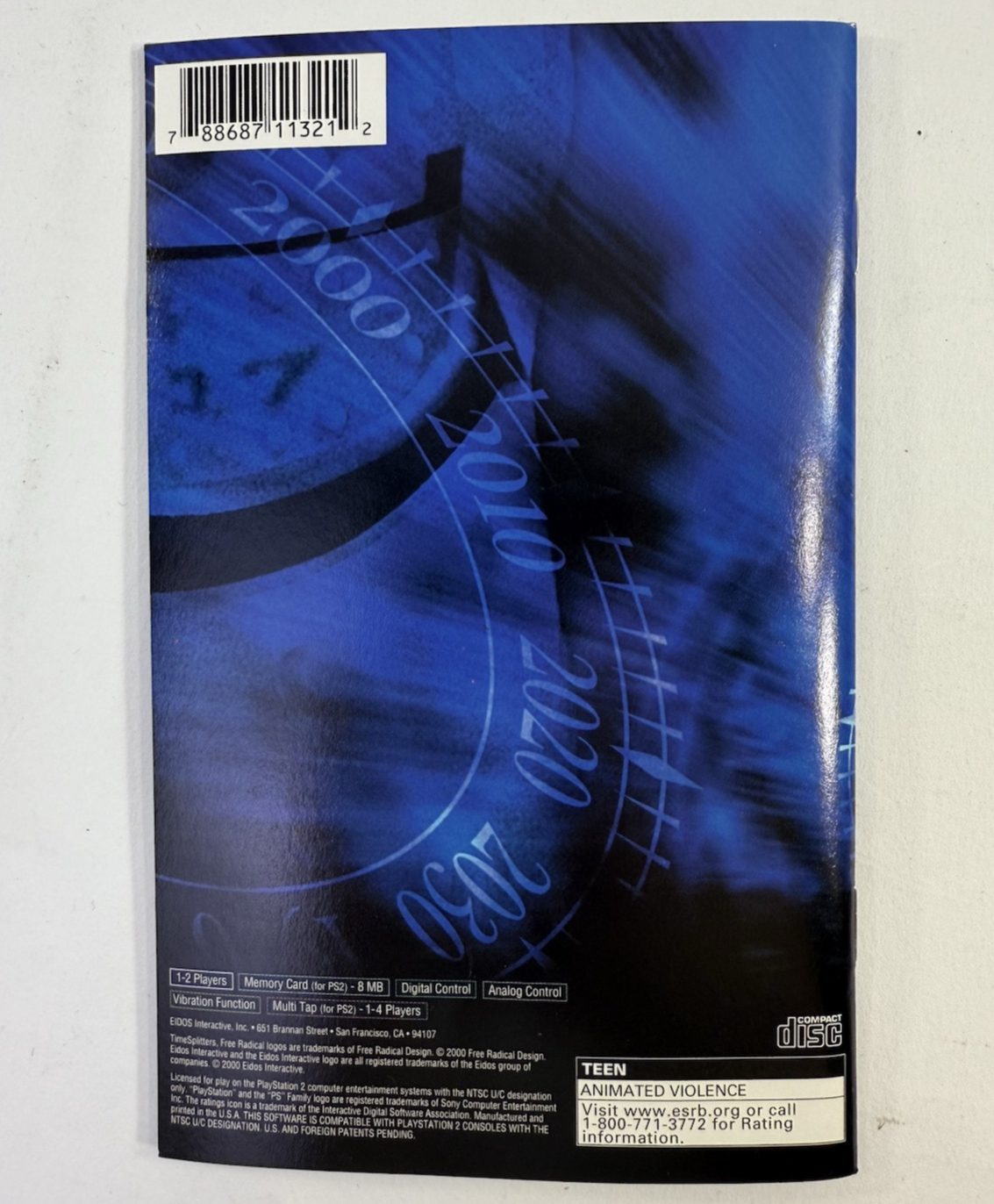 TimeSplitters (Sony PlayStation 2, 2000) Game Case Manual - Tested and Working