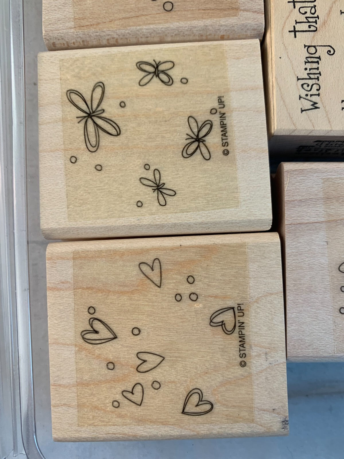 Stampin Up (Lot of 6) Best Wishes Stamps (hearts, flowers, wishes )
