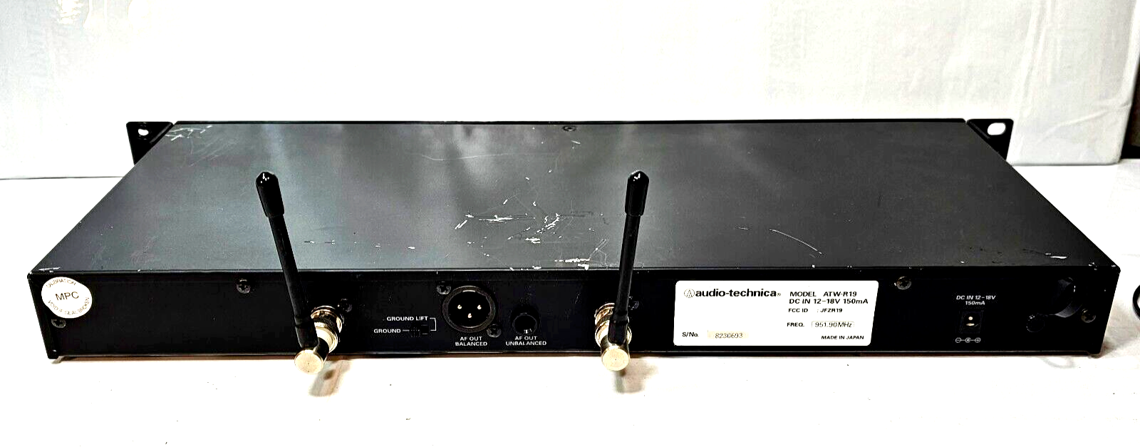 Audio Technica ATW-R19 UHF Diversity Receiver with Rackmount and Antenna -