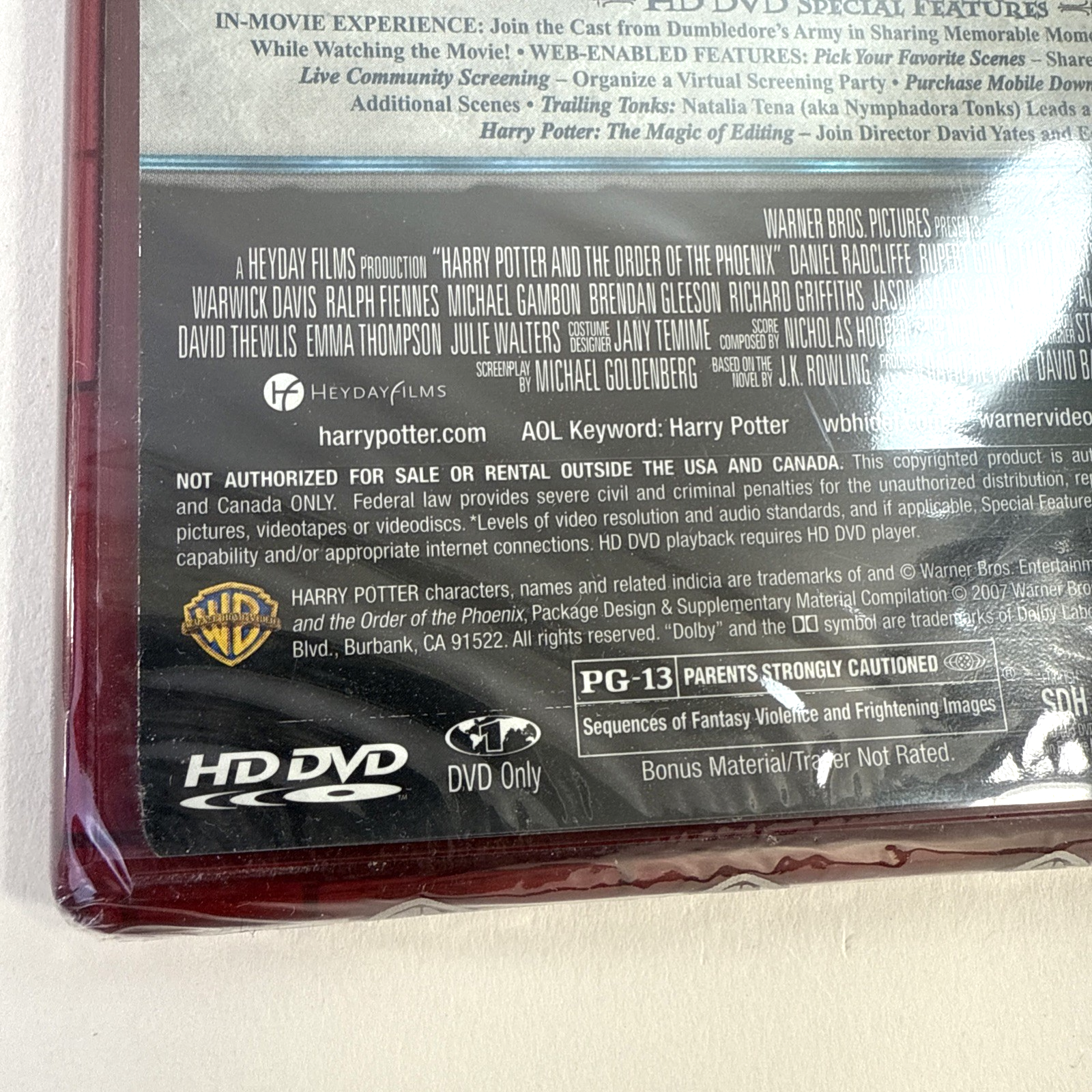 Harry Potter and the Order of the Phoenix (HD DVD, 2007) New, Factory Sealed