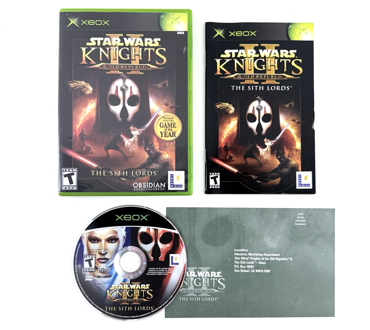 Star Wars: Knights of the Old Republic II (Xbox, 2004) Game Case Manual Reg.