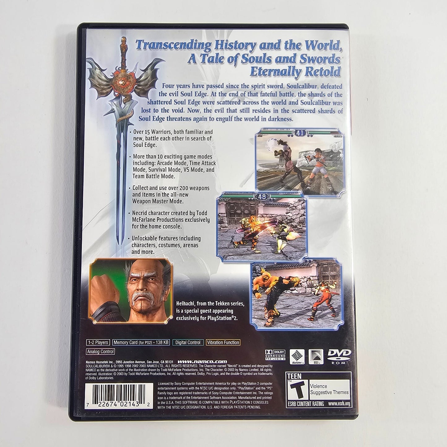 Soul Calibur II (PlayStation 2, 2003) Game Case Manual Registration - Tested