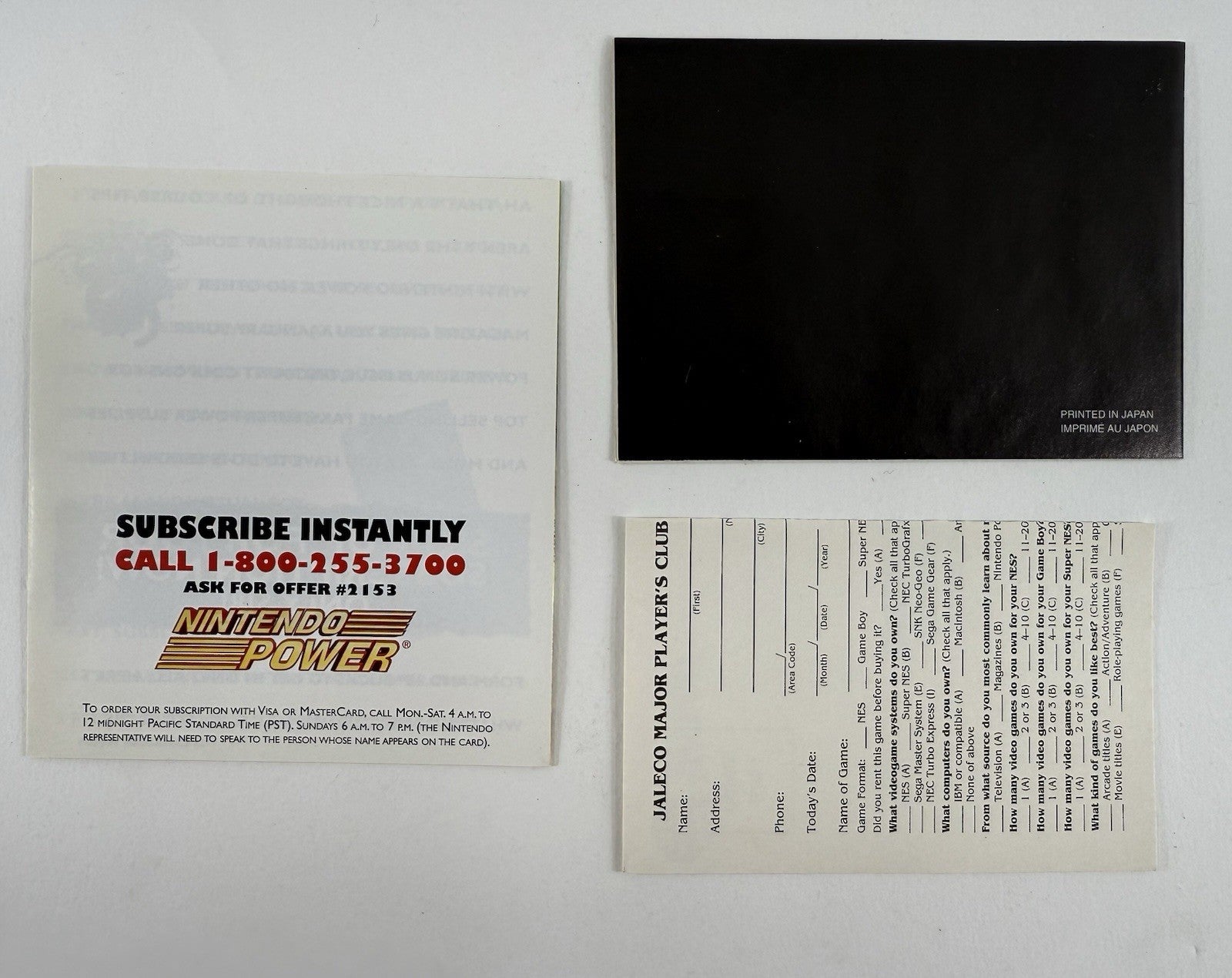 Q*Bert (Nintendo GameBoy, 1991) Game Box Manual Registration Inserts - Tested