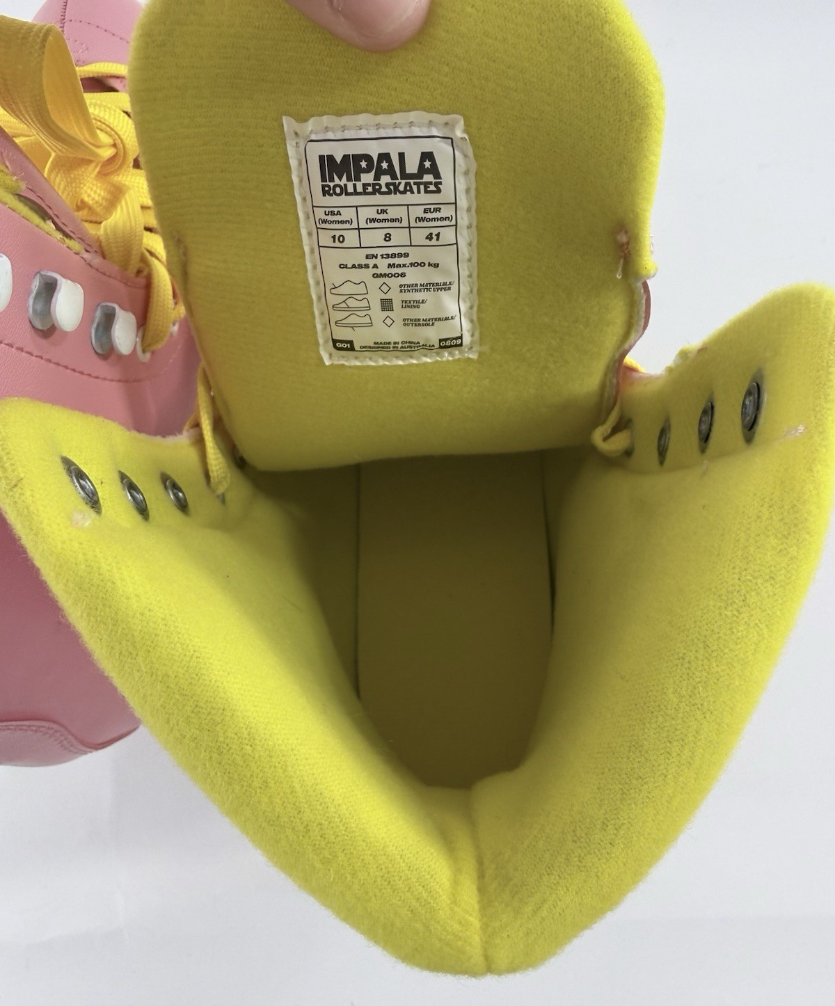 Impala Rollerskates US10 Women's A126-58817 Pink/Yellow Vegan Rollerskates - New