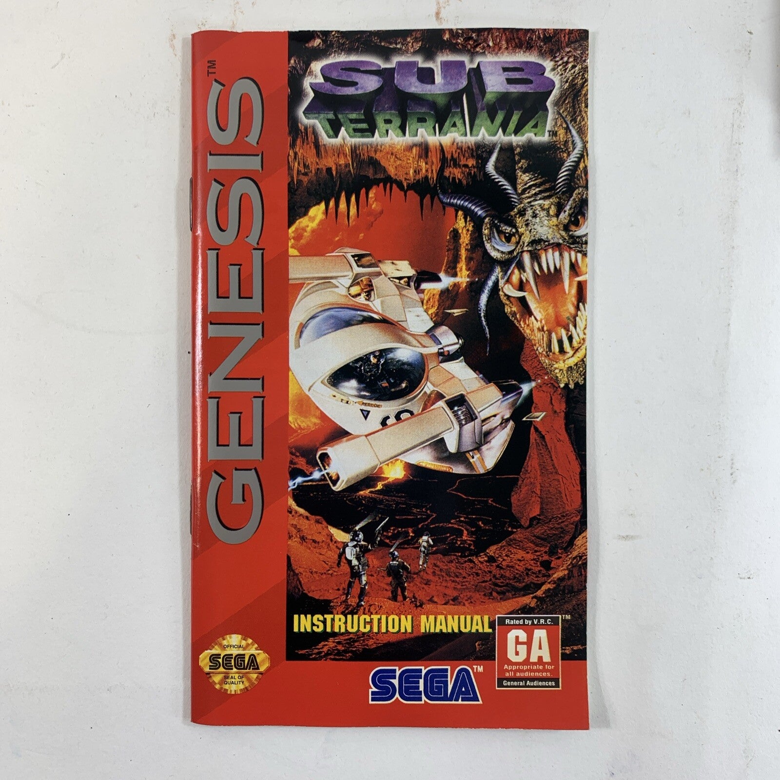 Sub Terrania (Sega Genesis, 1994) Game Case Manual Registration