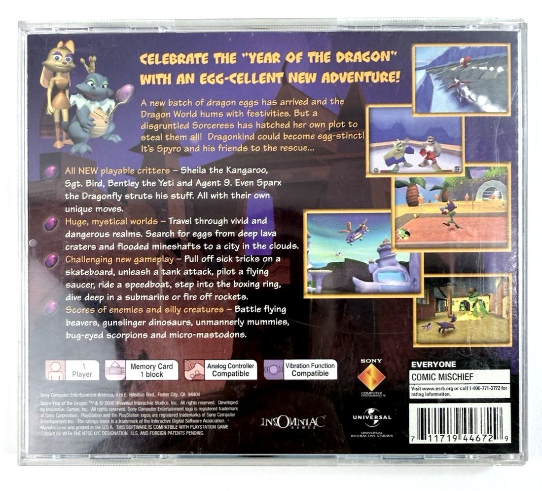Spyro: Year of the Dragon (PlayStation, 2000) Game Case Manual Limited 3D Insert