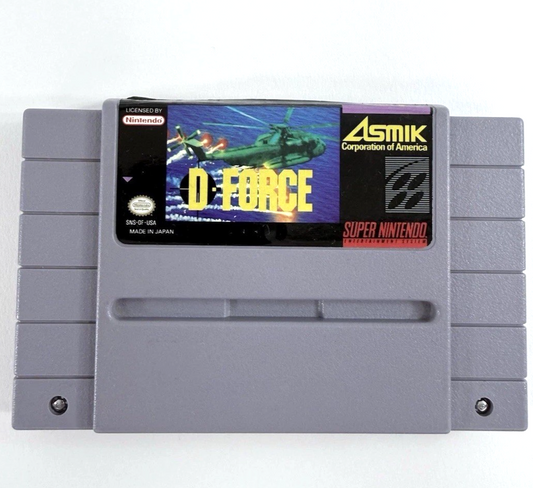 D-Force (Super Nintendo, 1991) Game Cartridge - Tested and Working