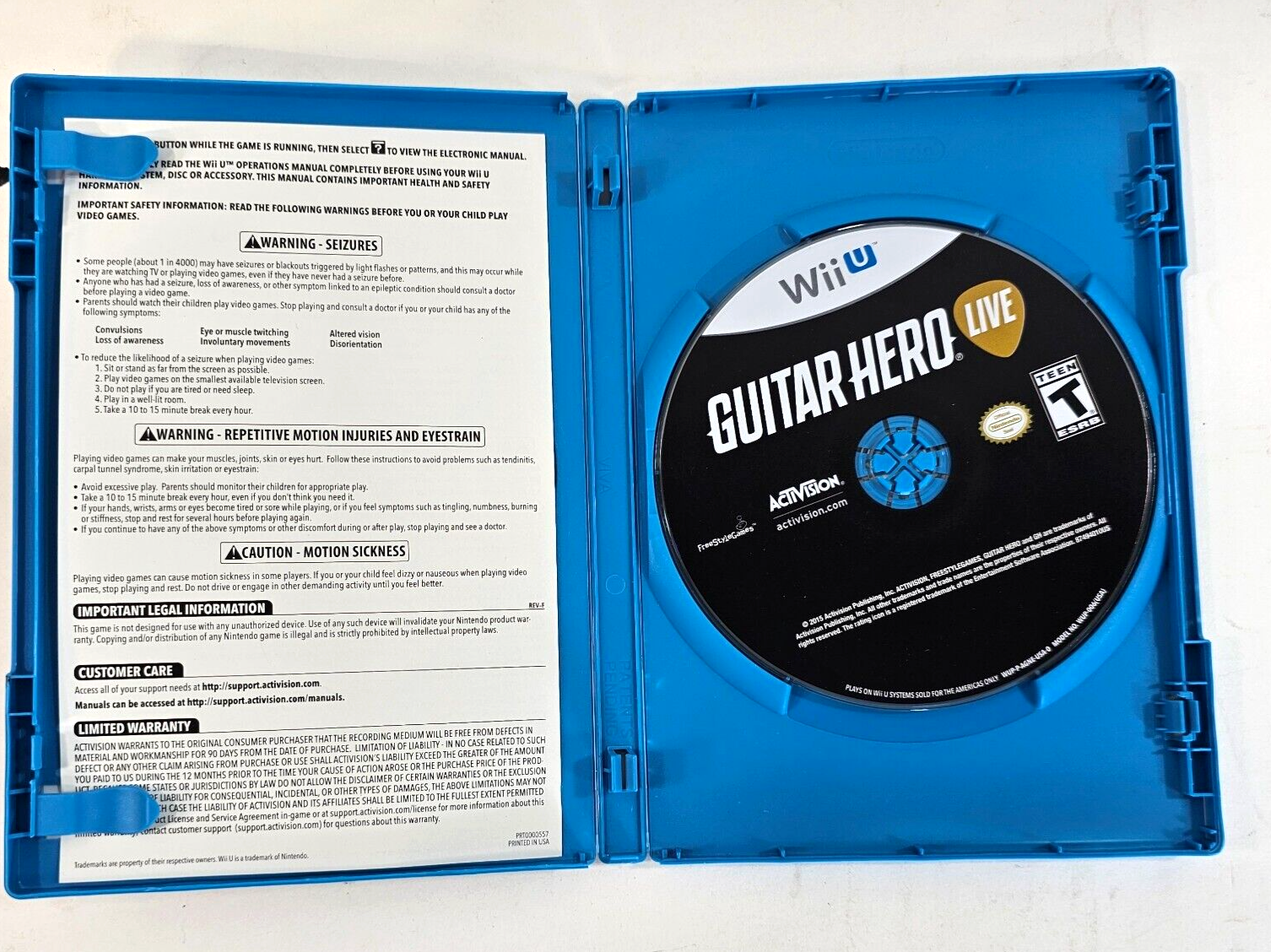 Guitar Hero Live (Wii U, 2015) Game Case Manual - Tested - No Accessories