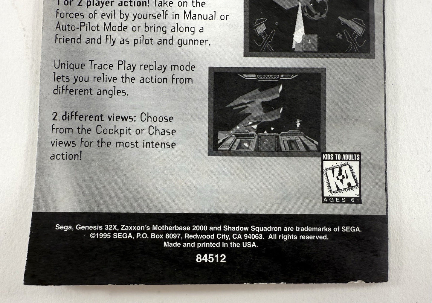 Zaxxon's Motherbase 2000 (Sega Genesis 32X, 1995) Instructional Manual 84512