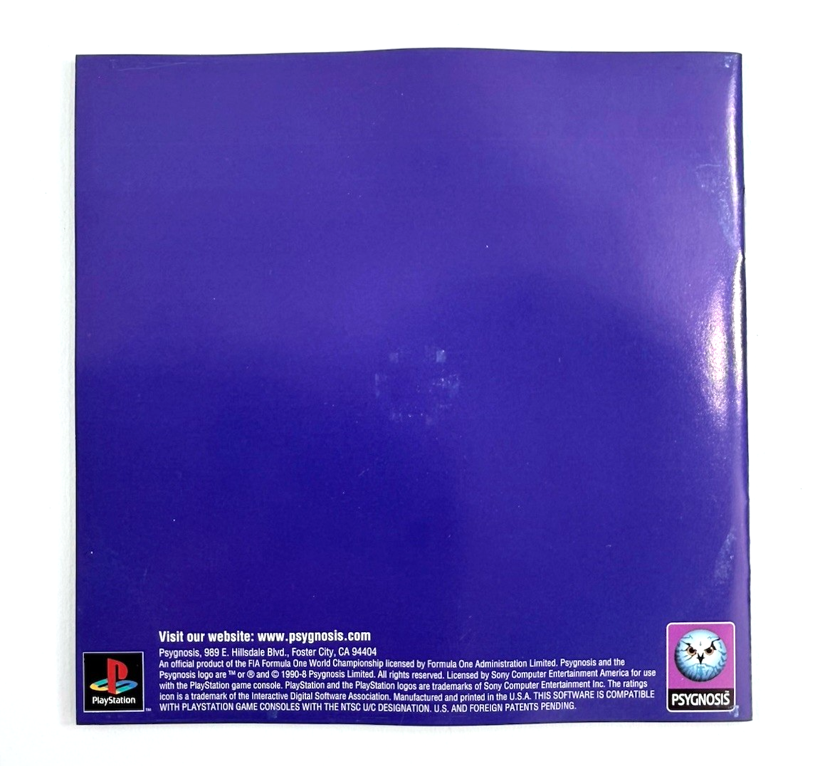 Formula 1 (Sony PlayStation 1, 1996) Game Case Manual Registration - Tested