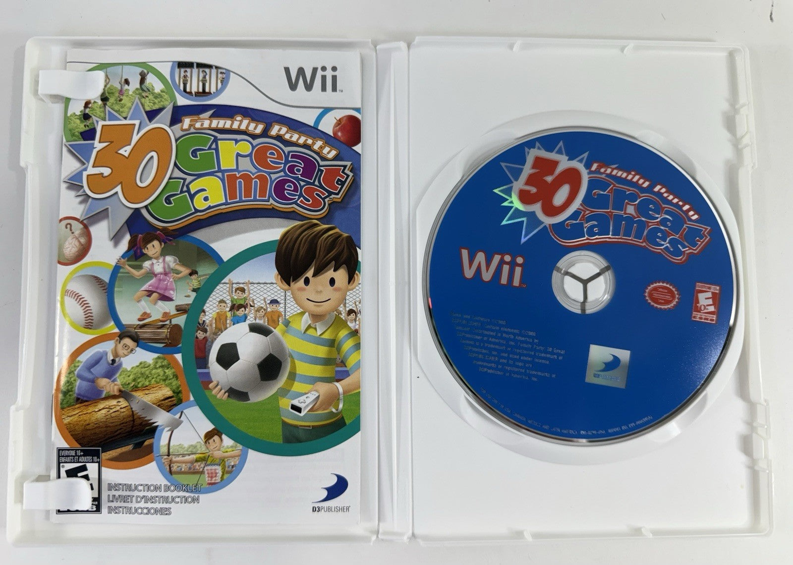 Family Party: 30 Great Games Outdoor Fun (Nintendo Wii, 2009) Game Case Manual