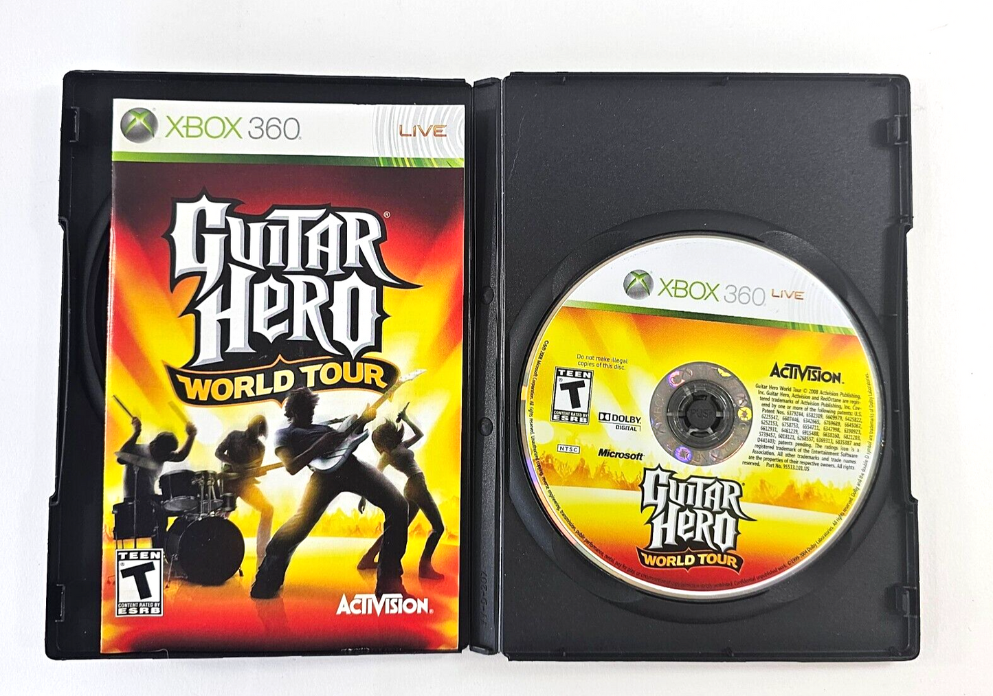 Guitar Hero World Tour (Xbox 360, 2004) Game, Manual, Case Art  - Tested - Read