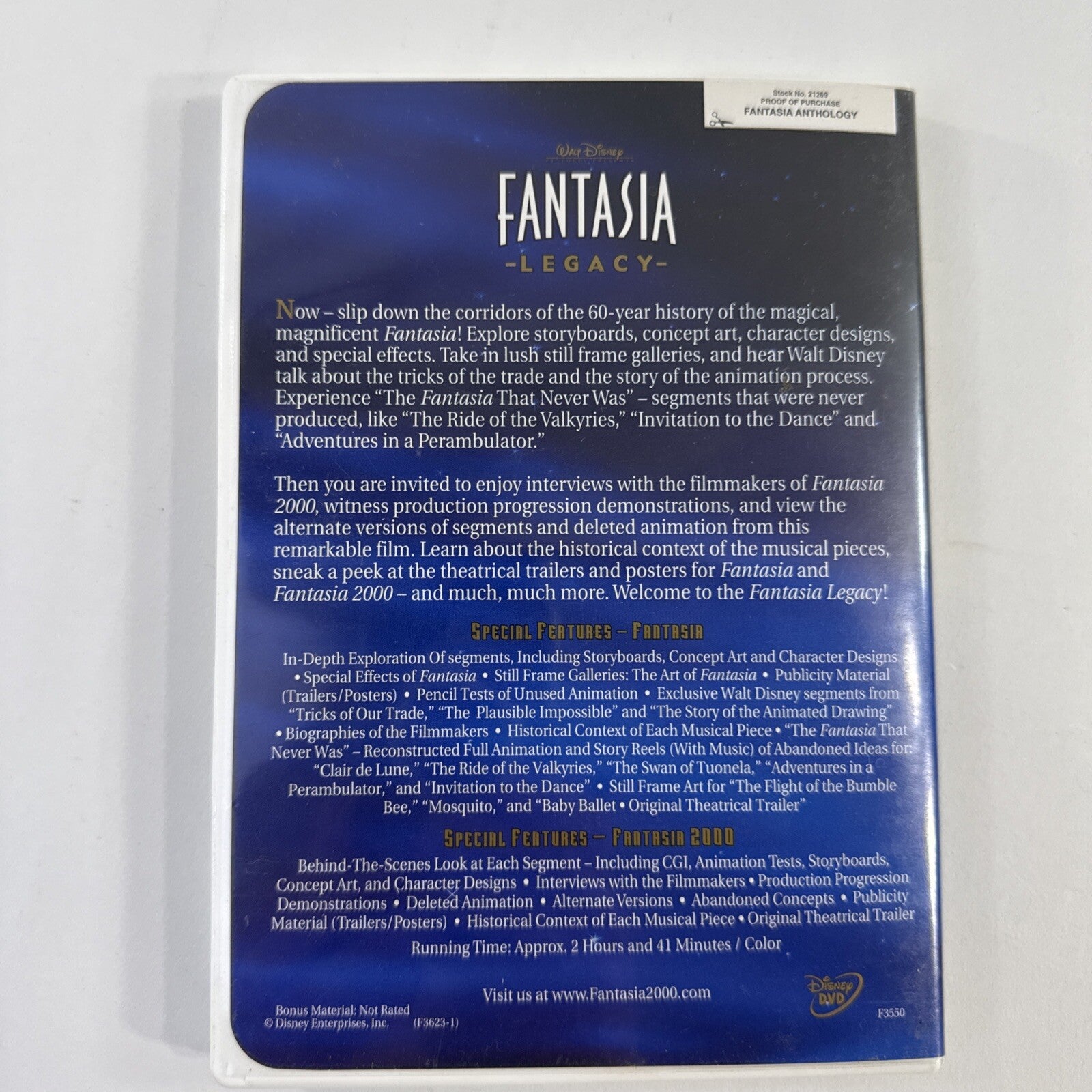 Fantasia Anthology (DVD, 2000, 3-Disc Set) Tested And Working
