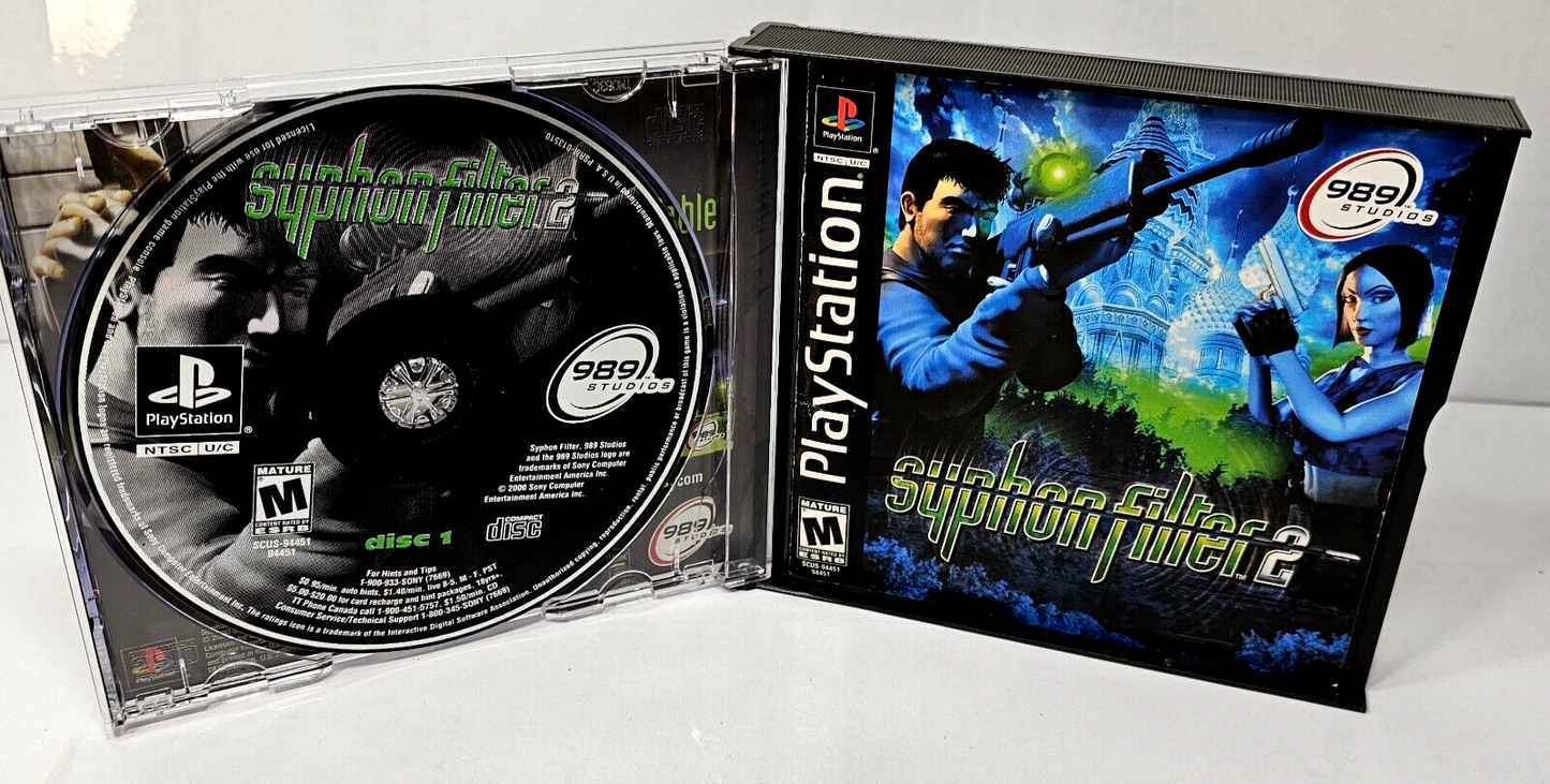 Syphon Filter 2 (Sony PlayStation, 2000) Game, Case, Manual - Tested