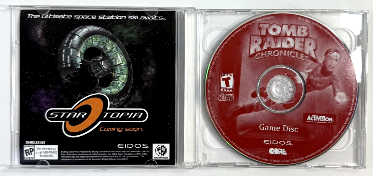 Tomb Raider: Chronicles (PC, 2000) Game Discs, Case, Install Manual - Tested