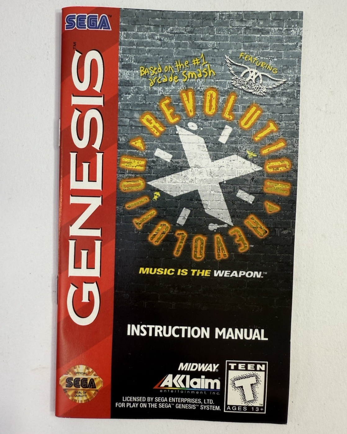 Revolution X f. Aerosmith (Genesis, 1995) Game Case Manual Poster Registration
