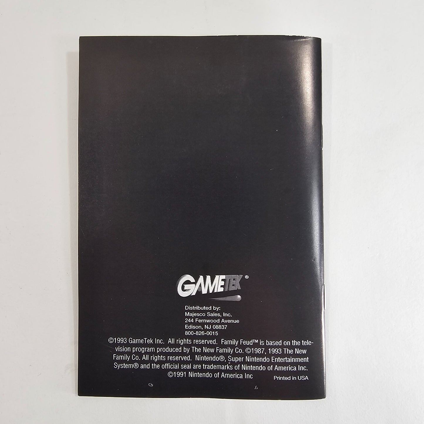 Family Feud (Super Nintendo Entertainment System, 1993) Game Box Manual Insert