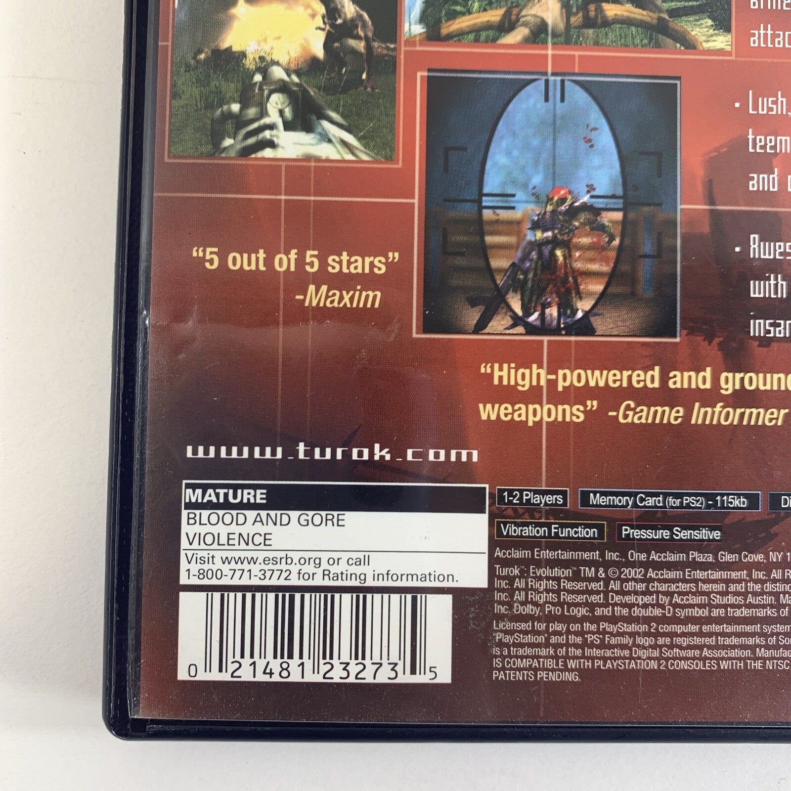 Turok: Evolution (Sony PlayStation 2, 2002) Game Case Manual Registration Card