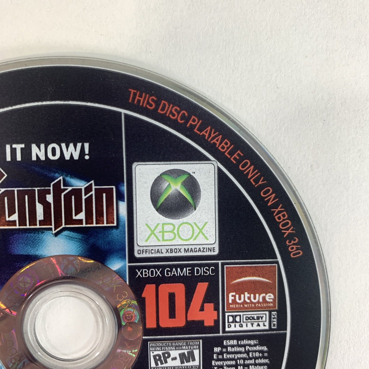 Xbox Magazine Game Demo Disc 104 Wolfenstein for Xbox 360