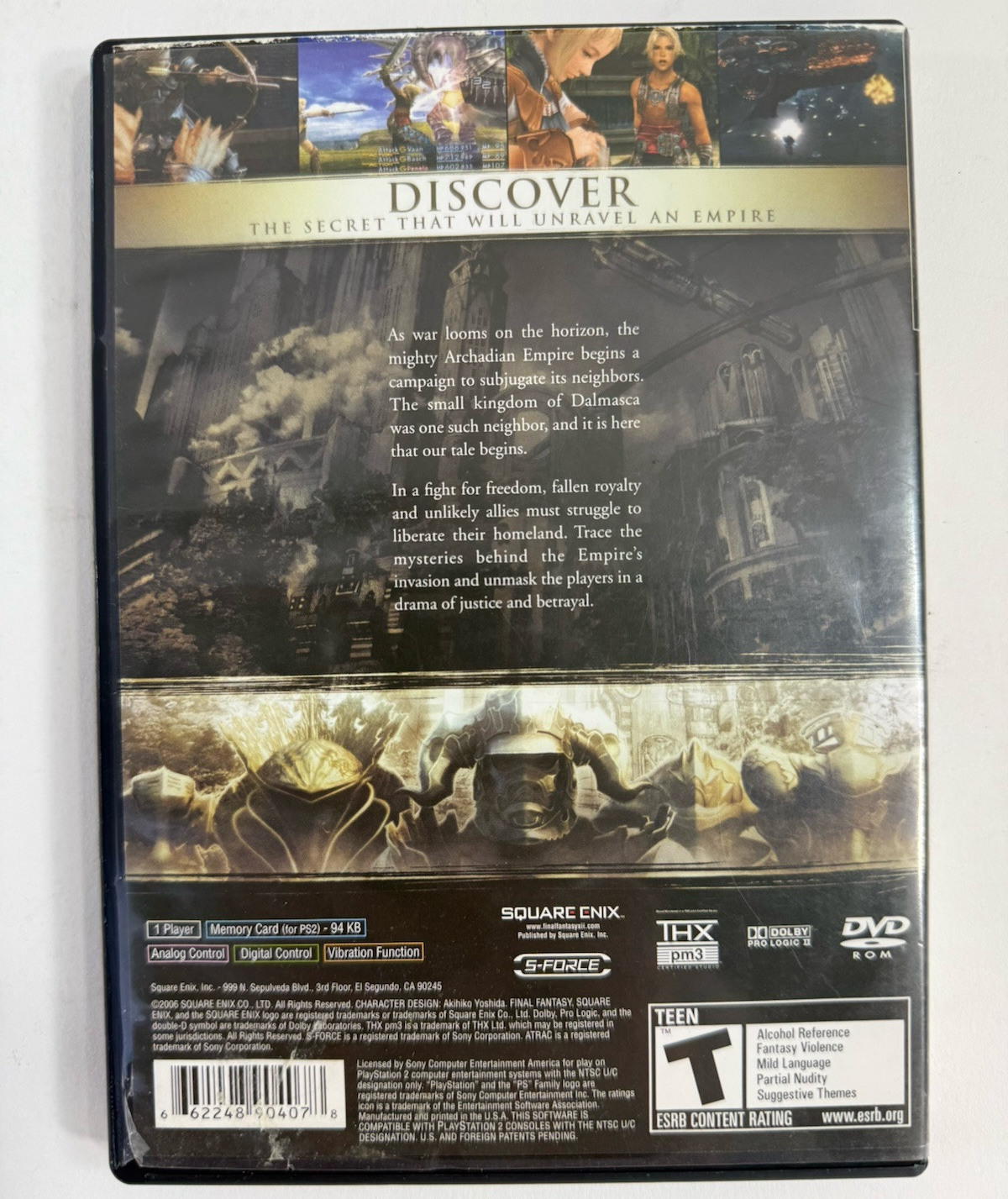 Final Fantasy XII (PlayStation 2, 2006) Game Case Manual Registration - Tested