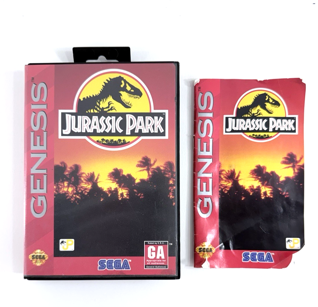 Jurassic Park (Sega Genesis, 1993) Original Case and Manual Only - No Game