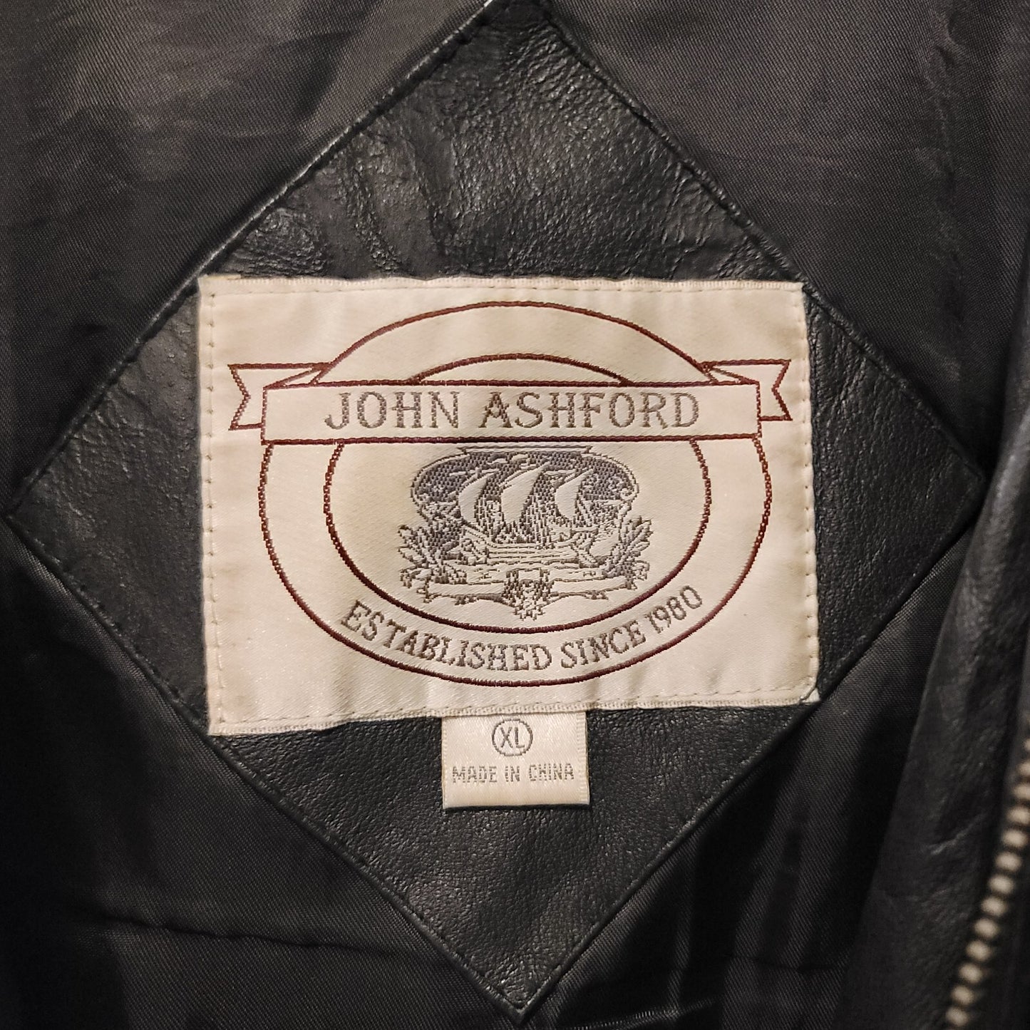 John Ashford Black Leather Men's Coat Size XL  RN18711