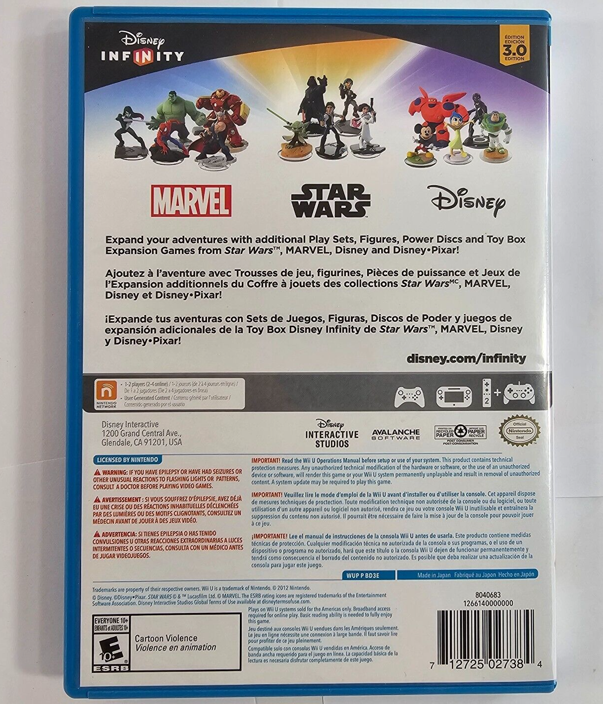 Disney Infinity: 3.0 Edition (Nintendo Wii U, 2015) Game Case Manual - Tested