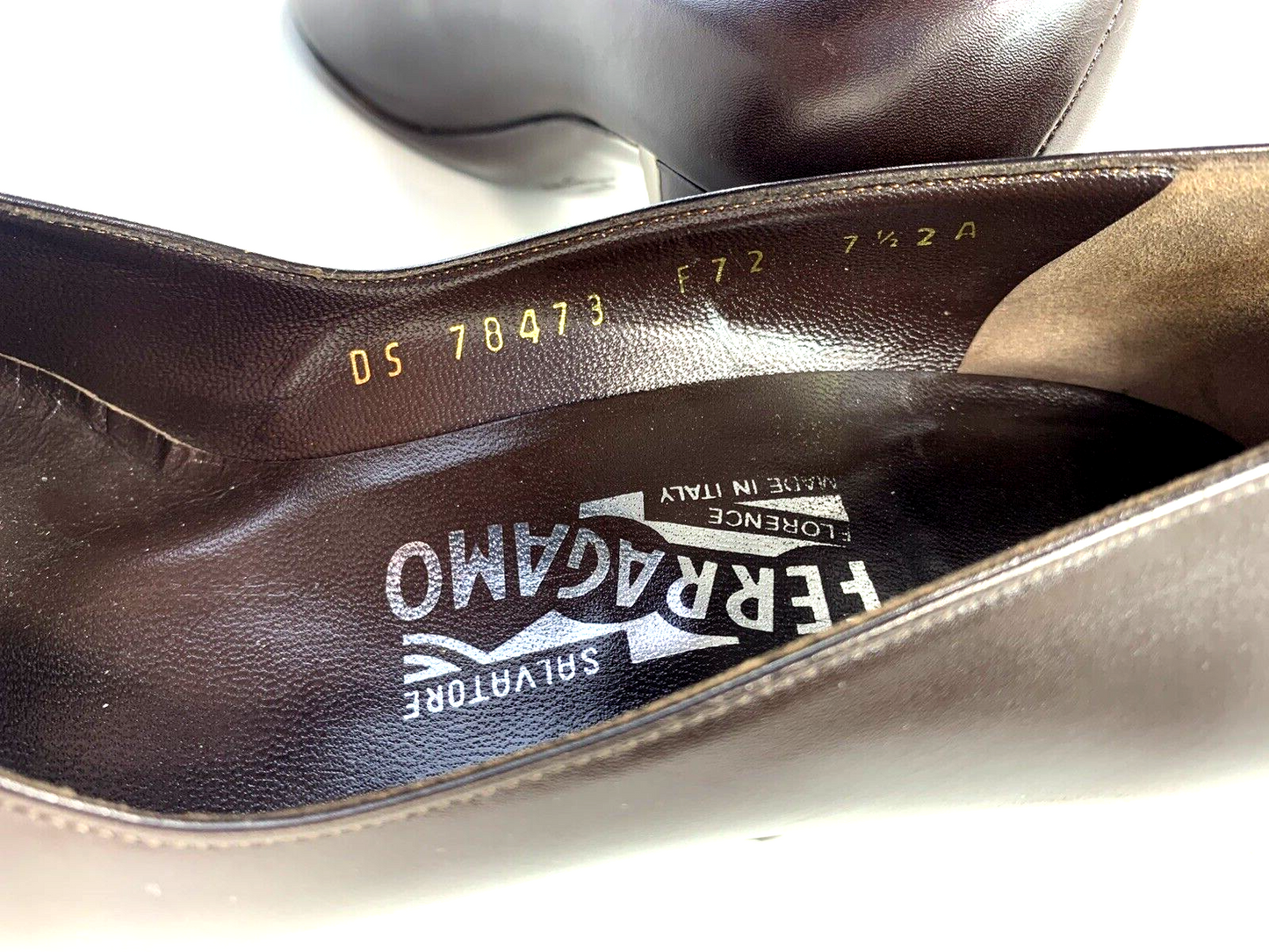 Salvatore Ferragamo Size 7.5 AA Brown Leather Heels Pointed Toe Dress Shoes