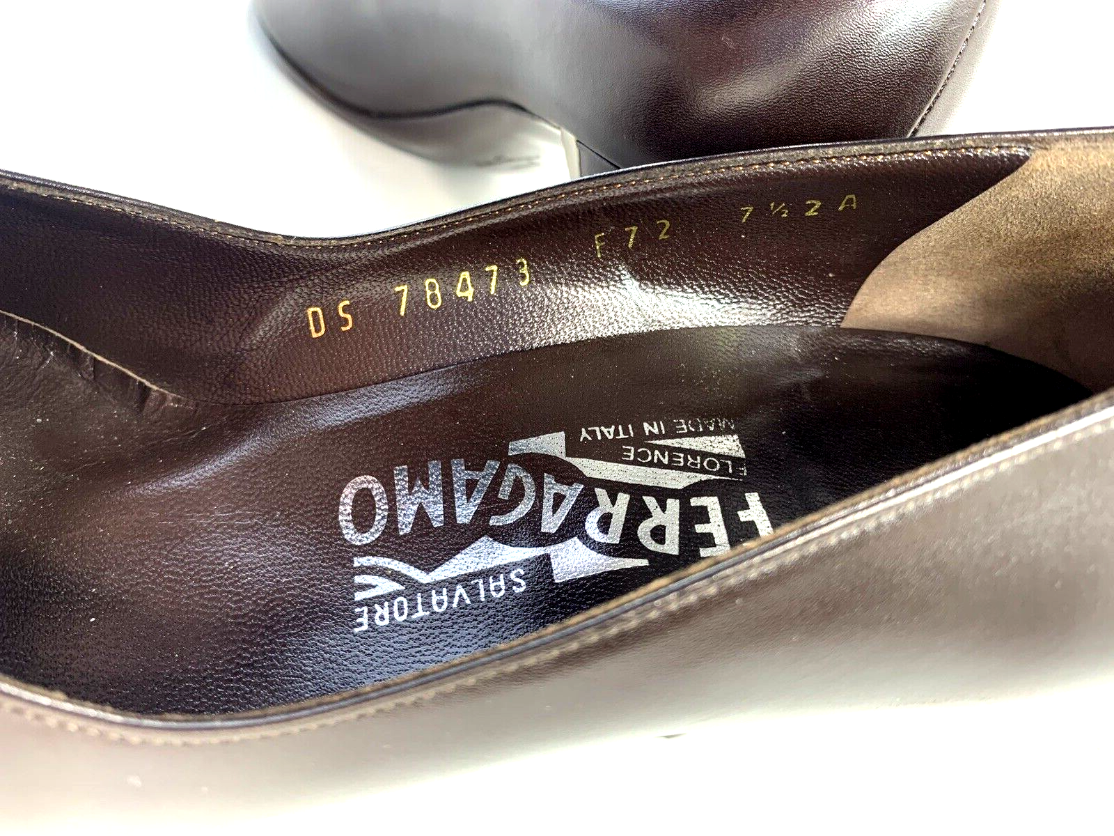 Salvatore Ferragamo Size 7.5 AA Brown Leather Heels Pointed Toe Dress Shoes