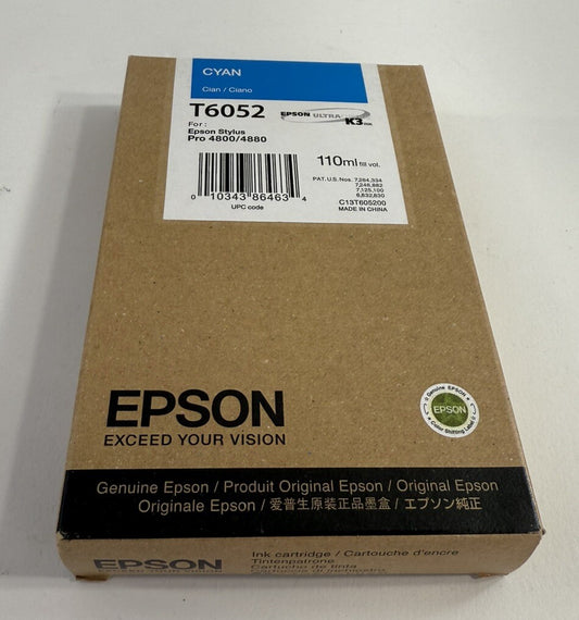Epson T6052 Cyan Cartridge (for Stylus 4800/4880) New, Sealed (Exp 10/2013)