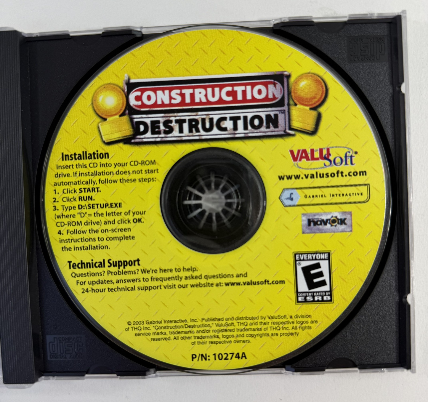 Construction Destruction (PC, 2003) Box Box, Jewel Case, Game Disc, No Manual