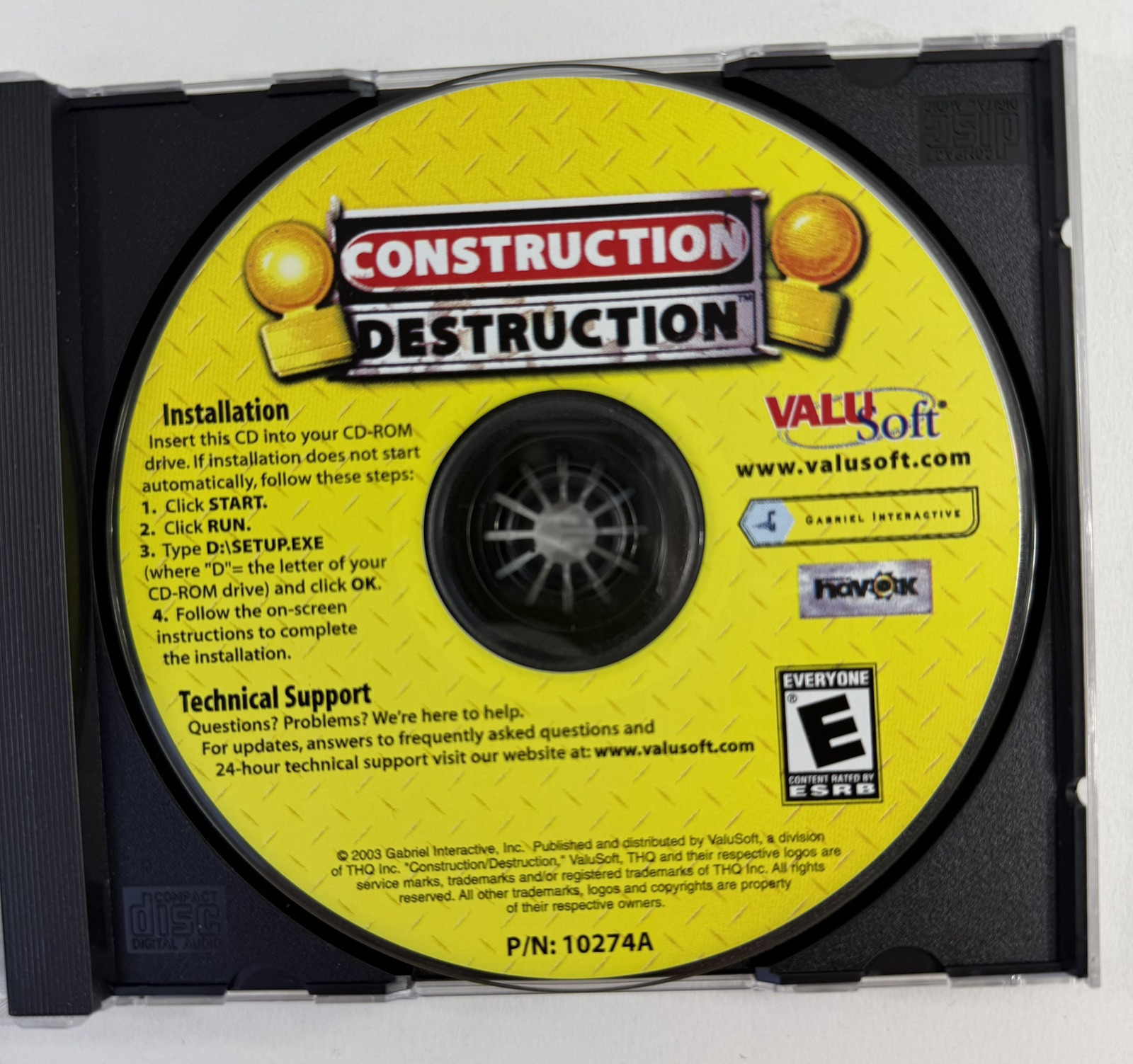 Construction Destruction (PC, 2003) Box Box, Jewel Case, Game Disc, No Manual