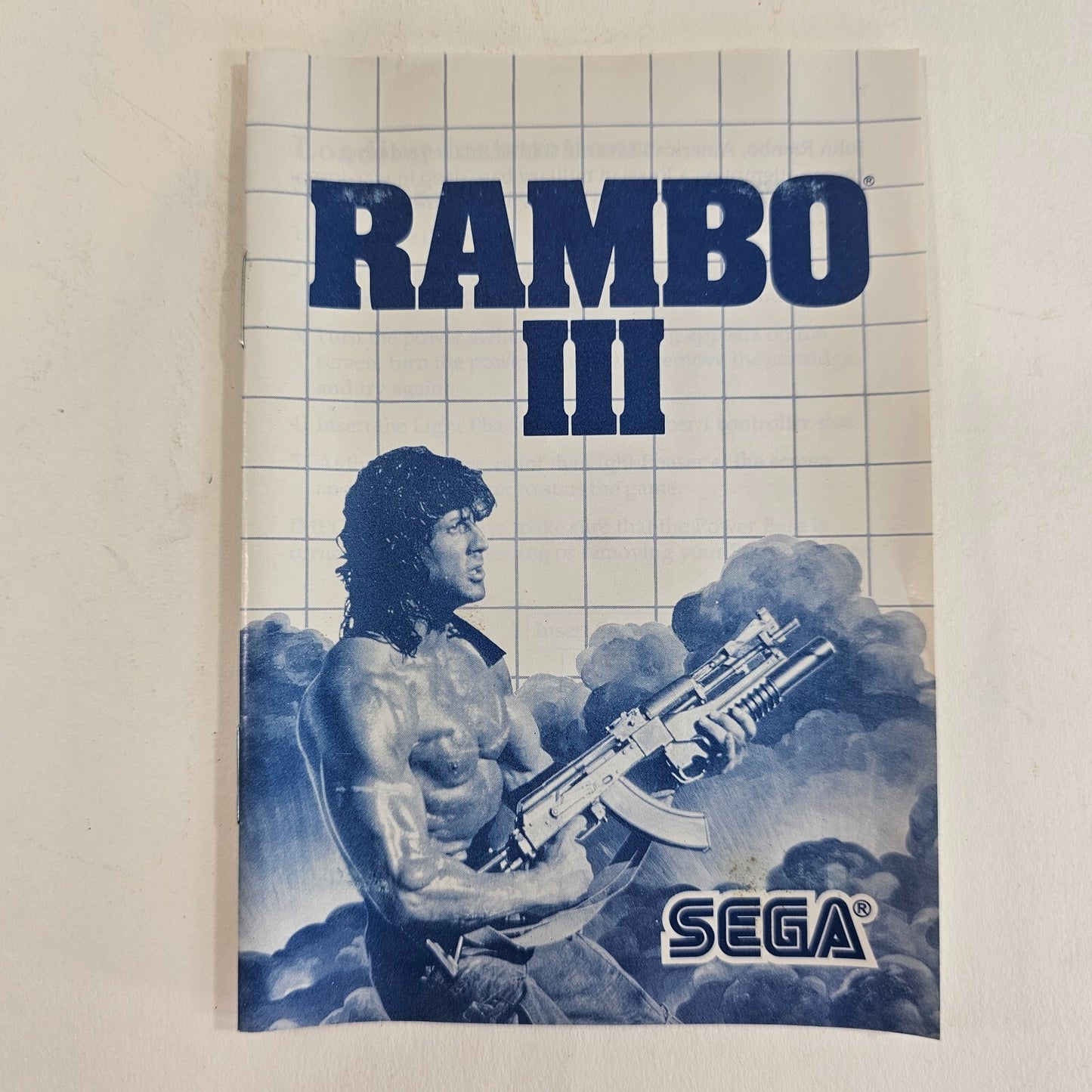 Rambo III (Sega Master System, 1988) Game Case Manual Poster - Tested