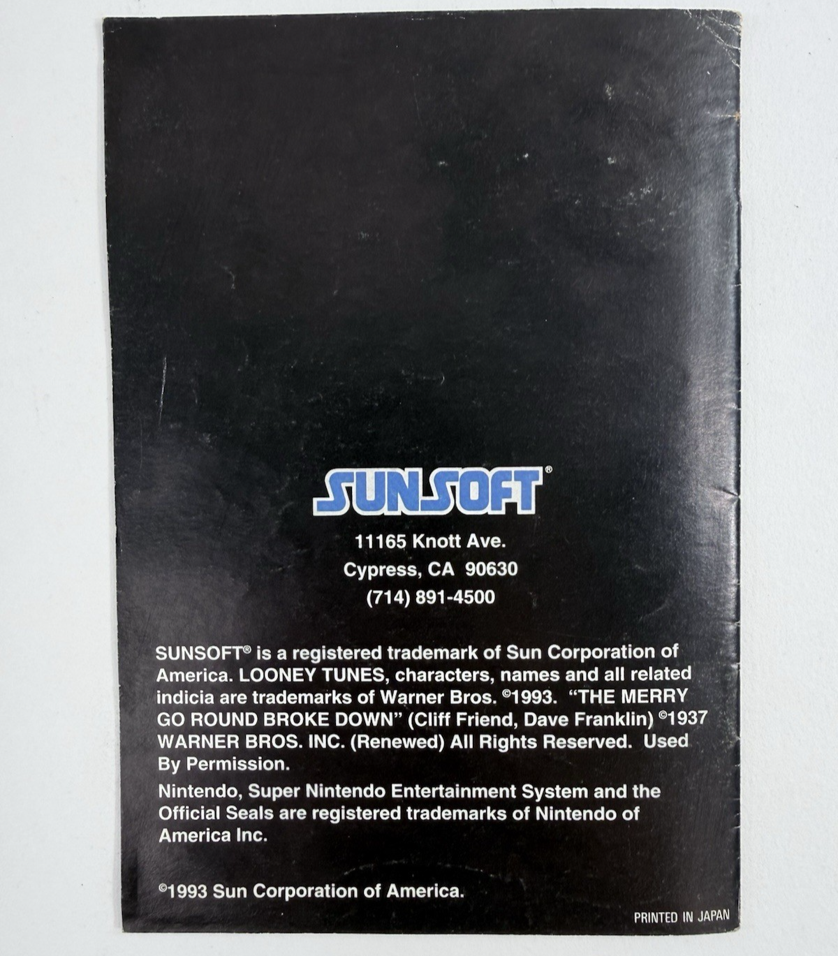 Sunsoft 1993 Daffy Duck The Marvin Missions Instructional Manual SNS-YF-USA