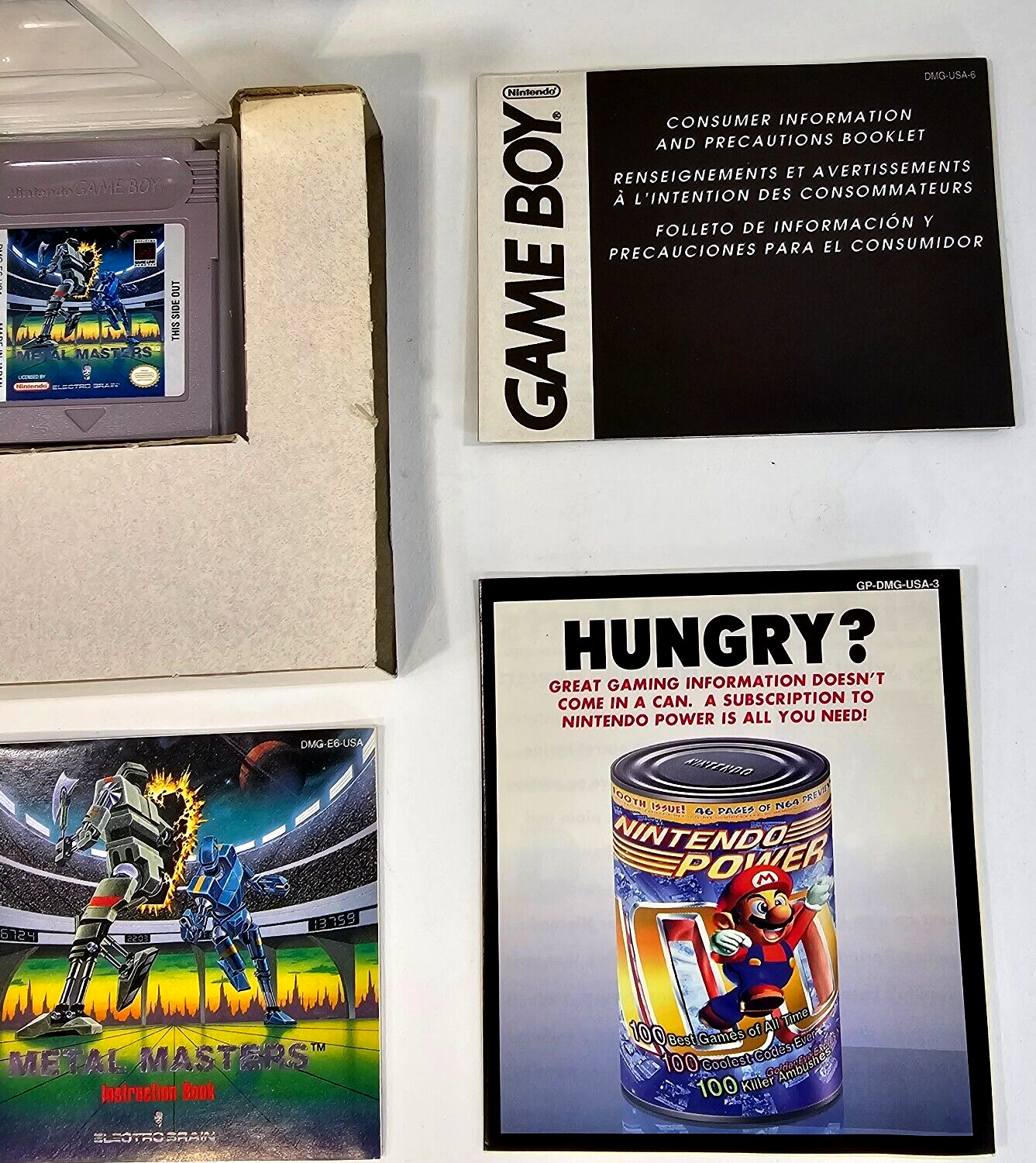 Metal Masters (Nintendo Game Boy, 1991) Game Box Manual Inserts Posters - Tested