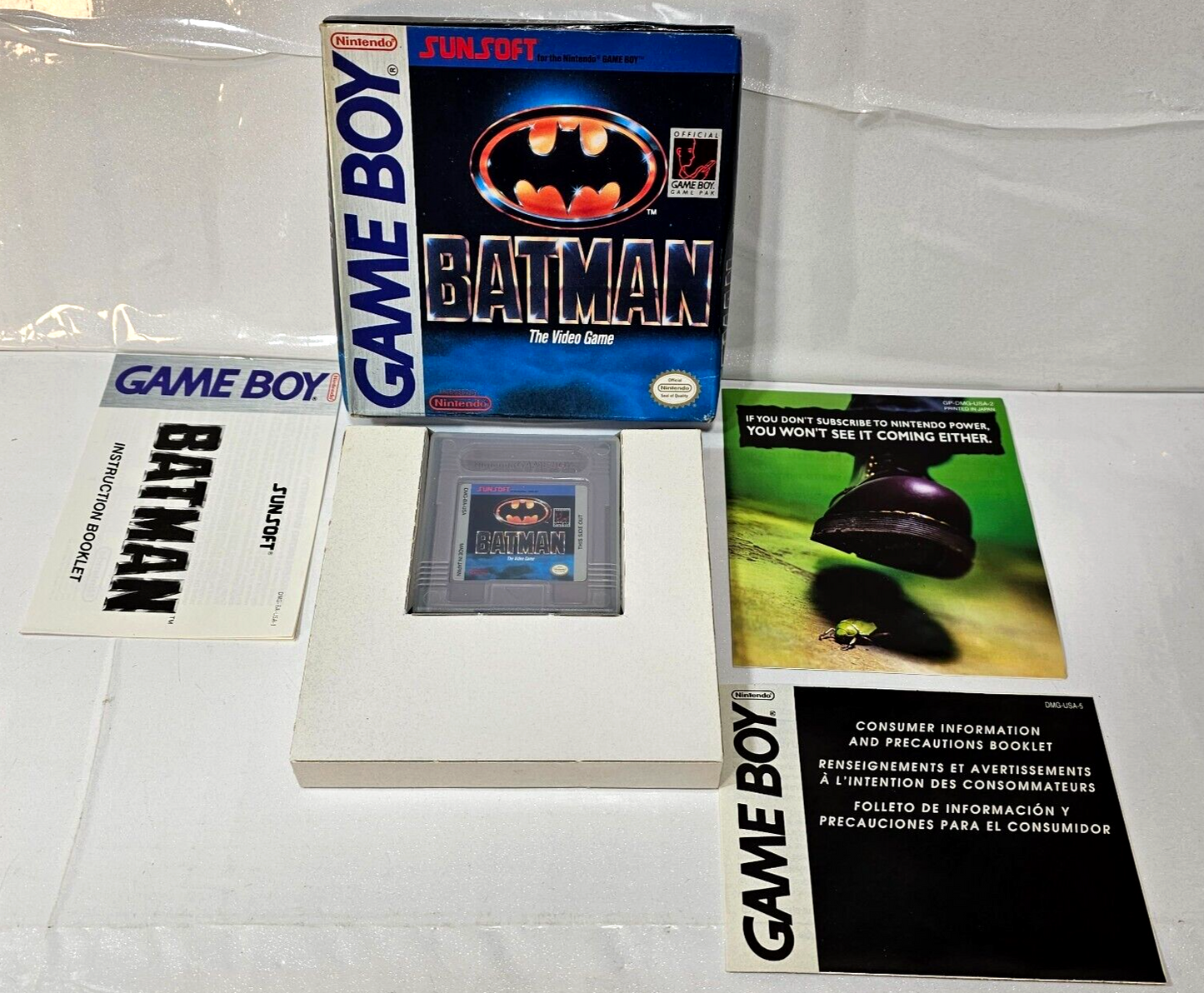 Batman: The Video Game (Nintendo Gameboy, 1990) [CIB] Manual Box Inserts