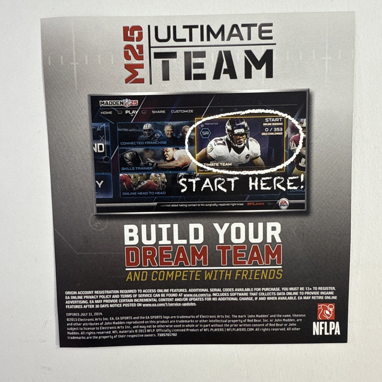 Madden NFL 25 (Microsoft Xbox One, 2013) Game Case Inserts - Tested