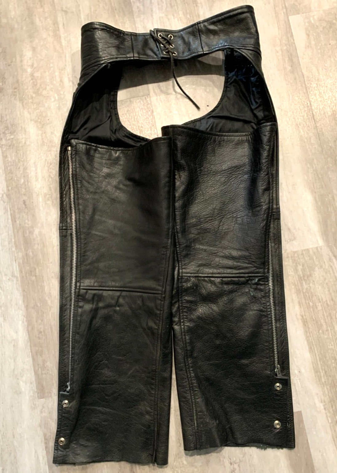 Biker’s Club Leather Chaps Motorcycle Riding Pants Black Biker Unisex XS
