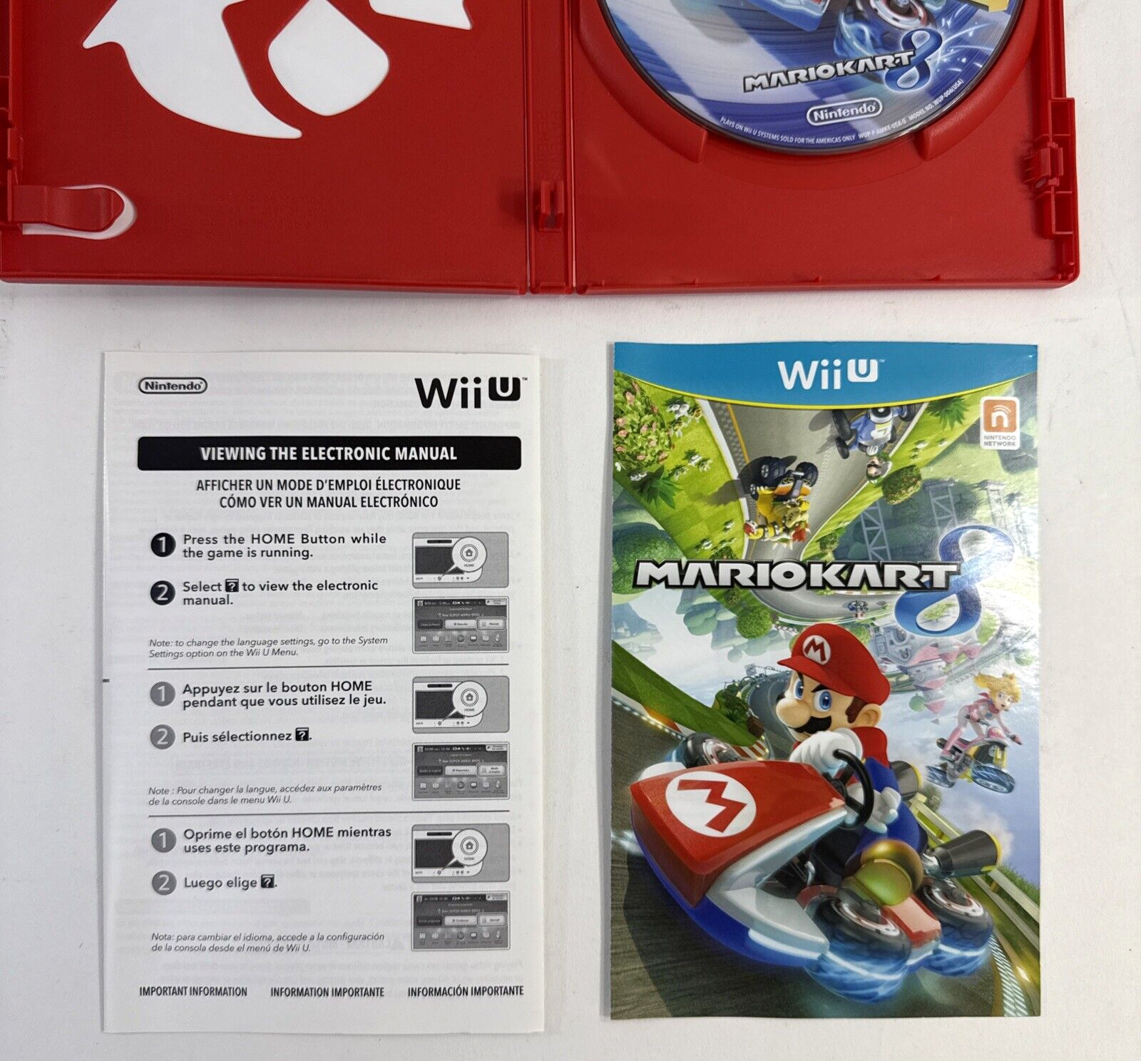 Mario Kart 8 (Nintendo Wii U, 2014) Game Case Manual Insert - Tested and Working