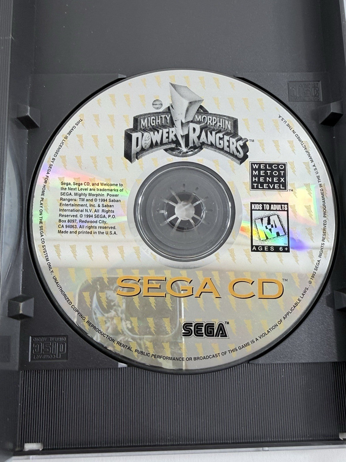 Mighty Morphin Power Rangers (Sega CD, 1995) Game Case Manual Registration Foam