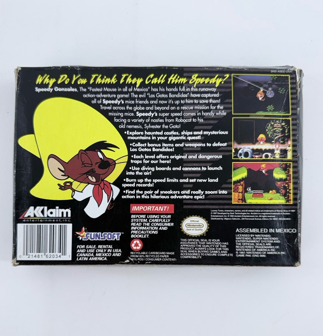Speedy Gonzales: Los Gatos Bandidos (SNES, 1997) Game Box Manual Insert - Tested