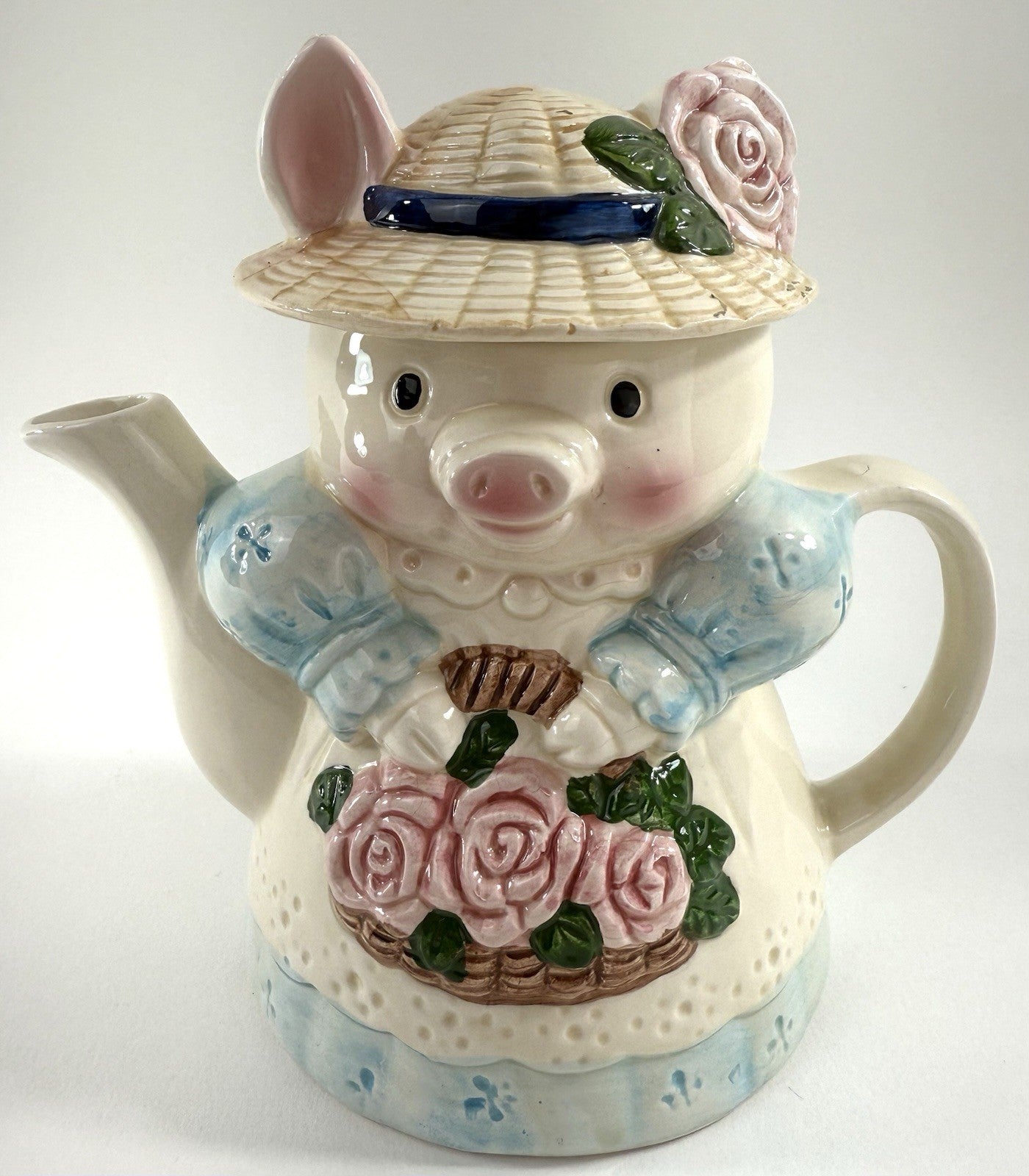 OCI Omnibus 1990s Miss Garden Pig Ceramic Decorative Teapot