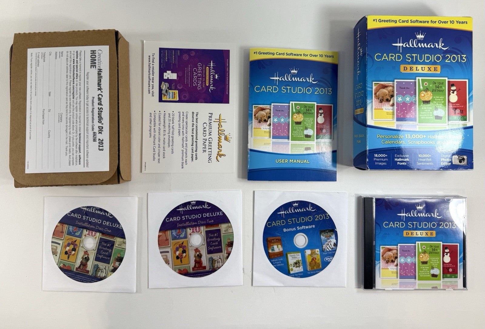 Hallmark Card Studio 2013 Deluxe (Windows, DVD-ROM) Discs, Box, Manual, Inserts
