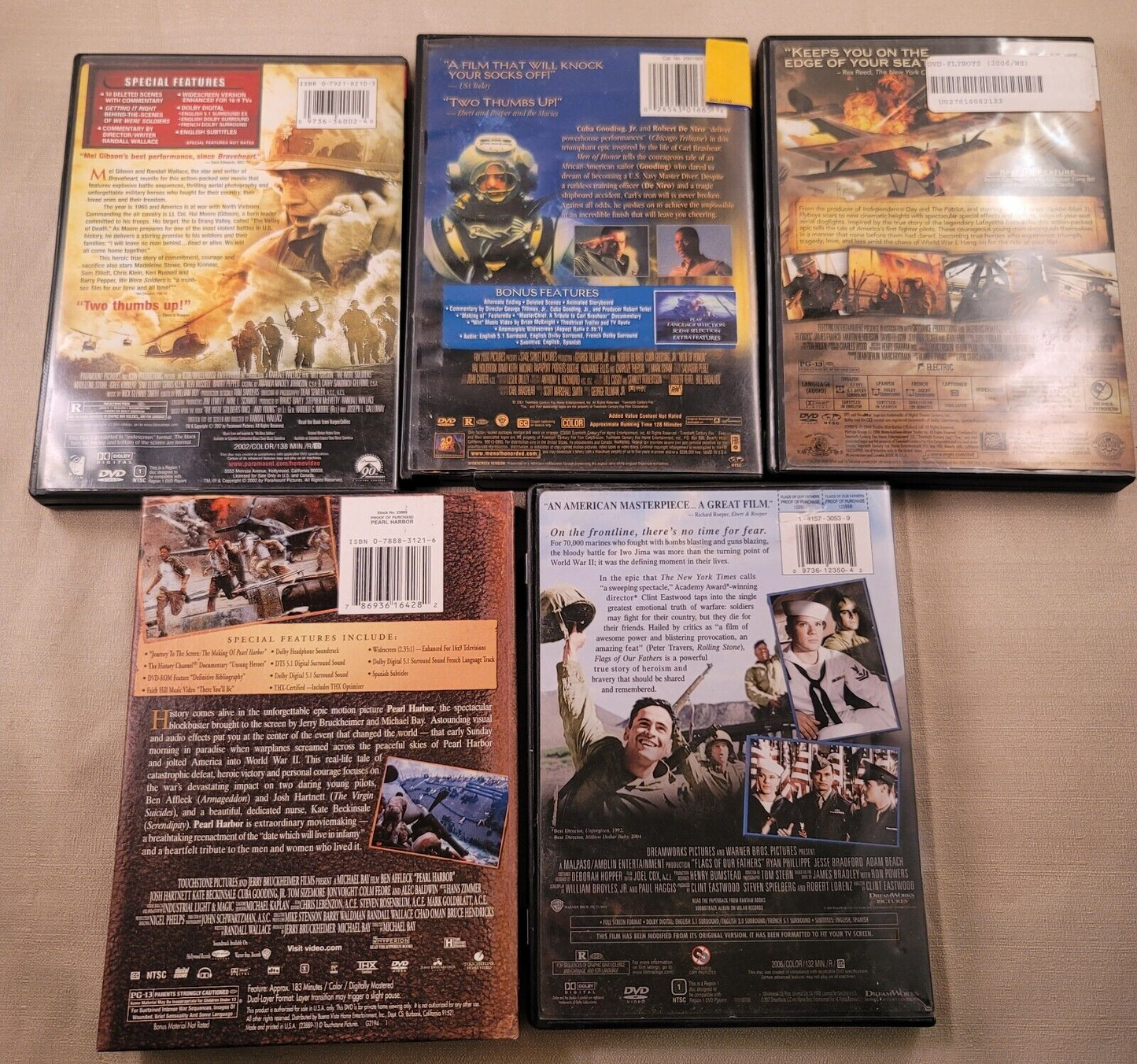 We Were Soldiers (WW2 DVD bundle) Flyboys, Pearl Harbor, Men of Honor, Flags of