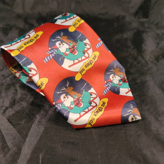 55" Bill Blass Christmas  Neck Tie 'You Sleigh Me' 