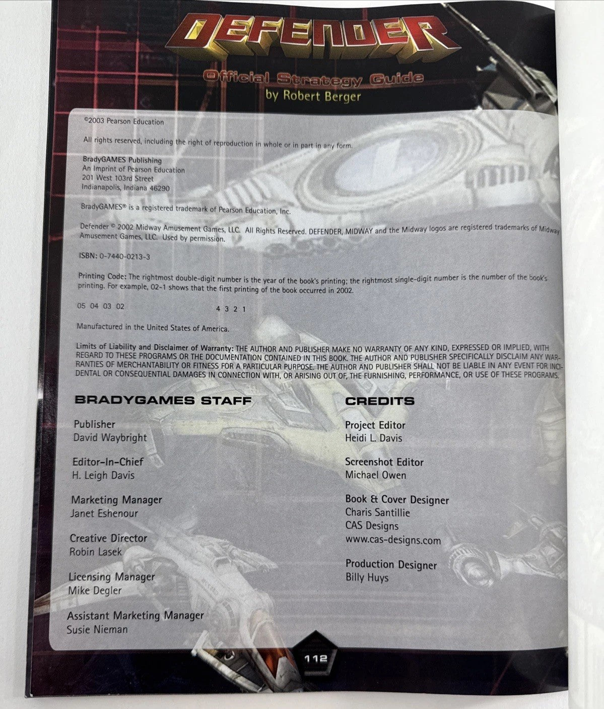 Defender Official Strategy Guide by Robert Berger (2002, BradyGames)