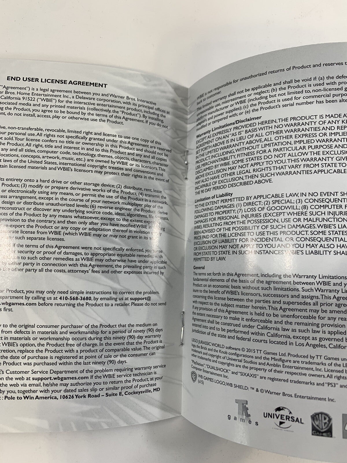 LEGO Jurassic World (Sony PlayStation 3, 2015) Game and Manual - Tested