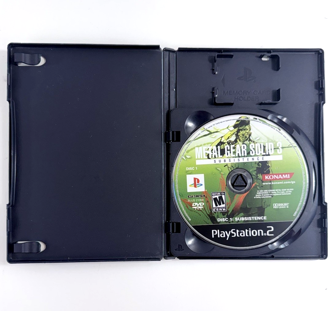 Metal Gear Solid 3: Subsistence (PlayStation 2, 2006) Game Discs & Case - Tested