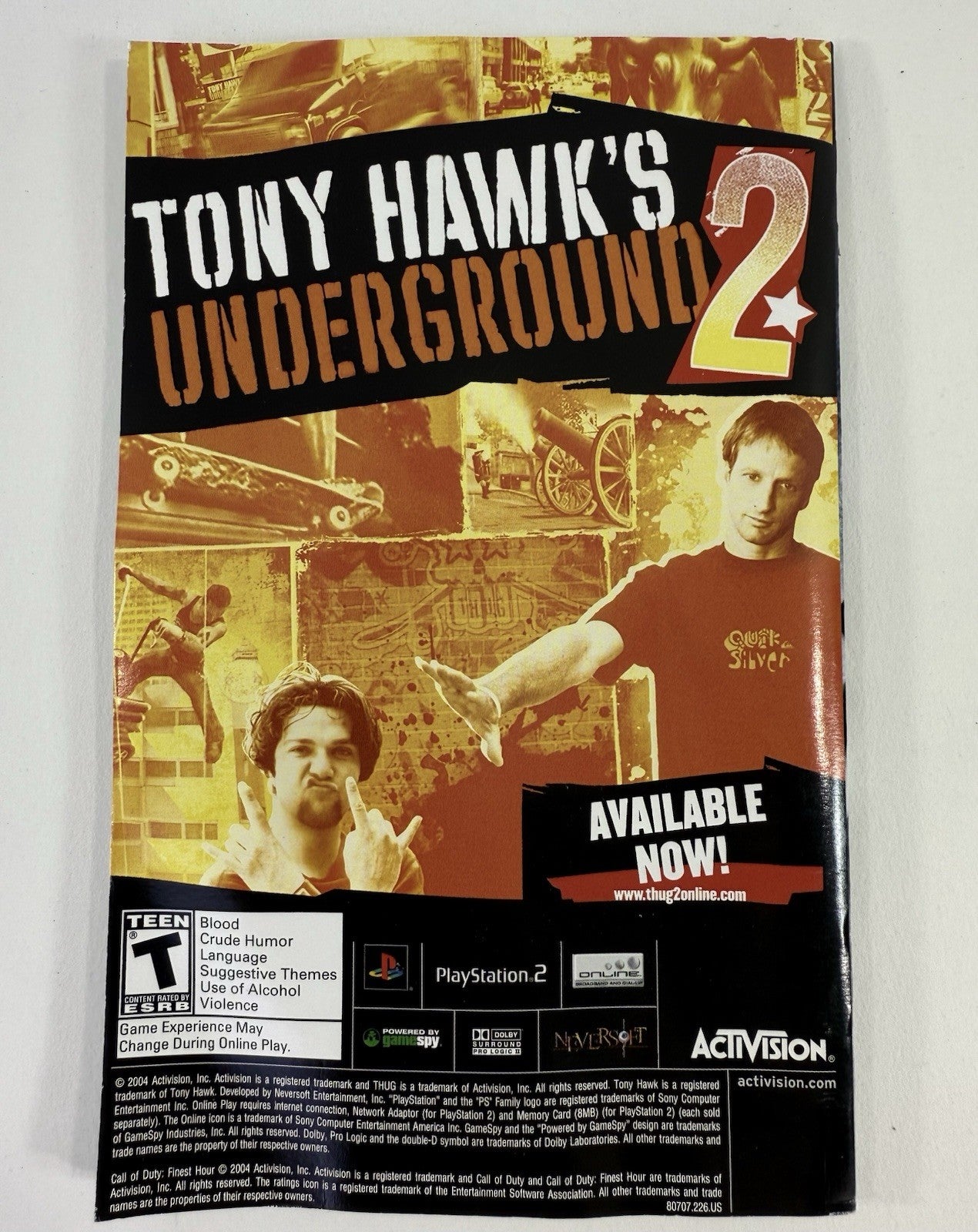 Call of Duty: Finest Hour (Sony PlayStation 2, 2004) Game Case Manual - Tested