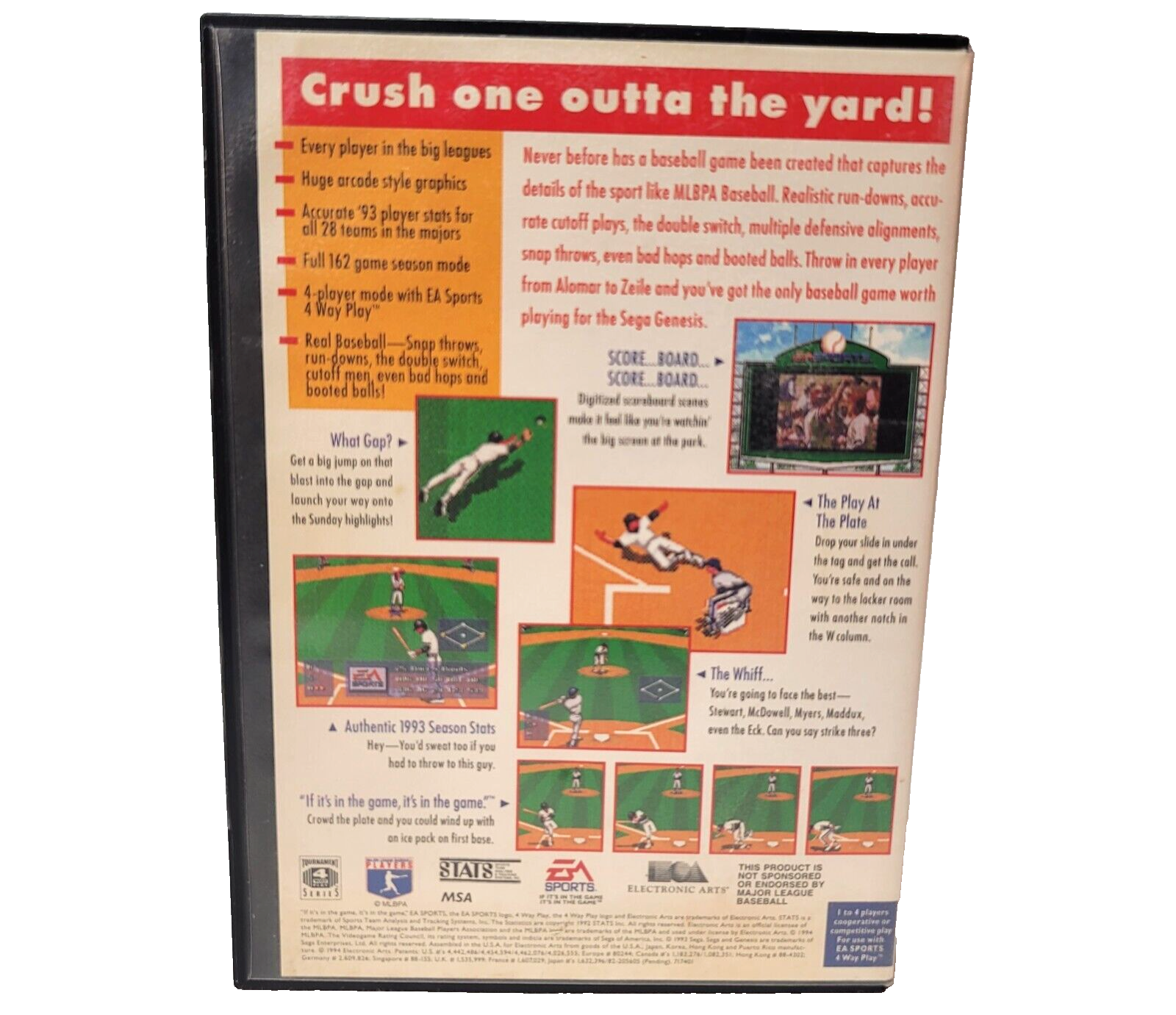 MLBPA Baseball (Sega Genesis, 1994) Game and Case - Tested